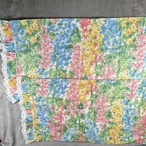 Waverly‎ King Pillow Case Shabby Chic Cottage Country Eyelet USA Made Lot of 2